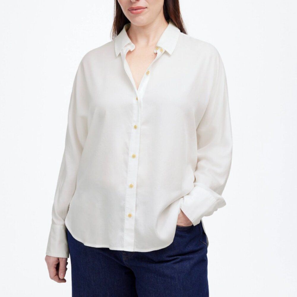 Madewell NT777 Relaxed Dolman Button-Up Shirt white NWT size xs